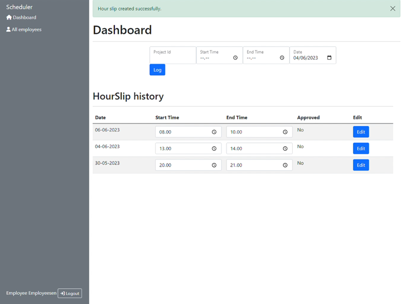 Employee Time Tracking System screenshot 1